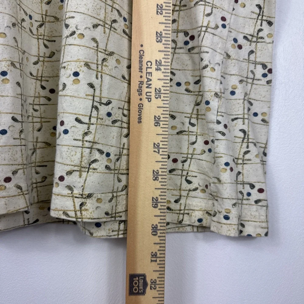 Vintage 90s Bill Blass Golf Polo Men XL Ivory Golf Club Graphic 100 Cotton Shirt - Picture 6 of 7
